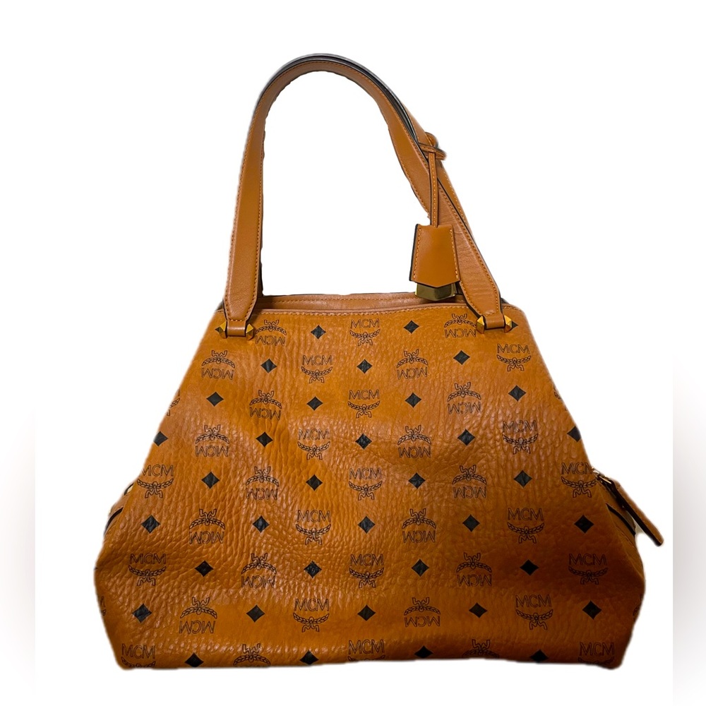 MCM Visetos Cognac Shoulder Bag
